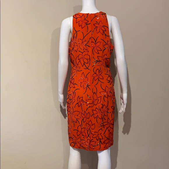 Vintage Silk Carmen Marc Valvo Dress Beaded Orange - Picture 5 of 8
